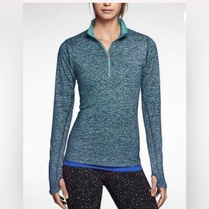 Nike Women's Dri-Fit Element Half Zip Long Sleeve Pullover in Heathered Blue